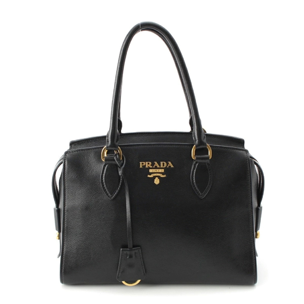 Prada Saffiano Leather Handbag Black Gold